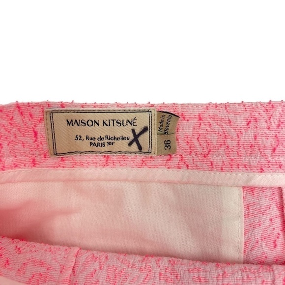 MAISON Kitsune high waisted pants pink textured trousers W28 L30 - Picture 7 of 13
